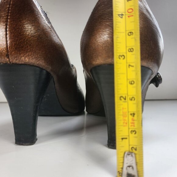 Art Effects Shoes Heels Size 7 Embossed Tooled Leather Look Square Toe 2 3/4" - Picture 11 of 13